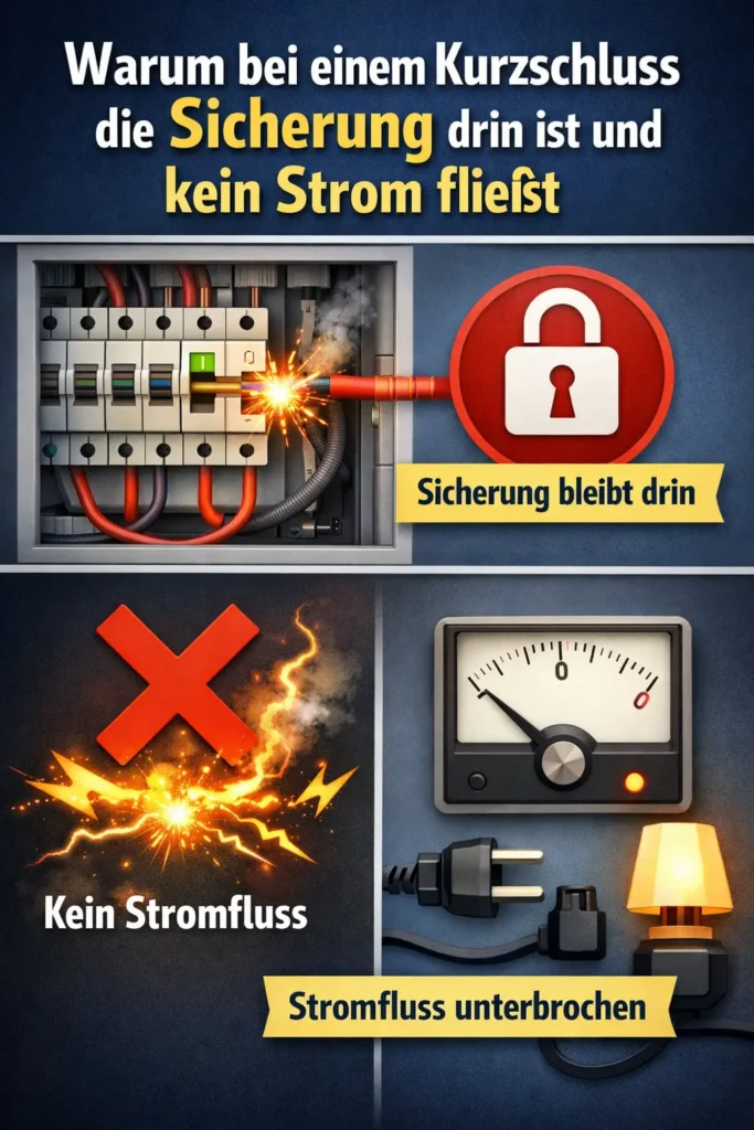 Warum bei einem Kurzschluss die Sicherung drin ist und kein Strom fließt